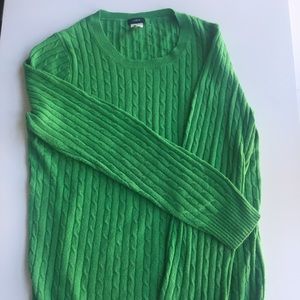 J. Crew Kelly Green Cable Knit Cashmere Sweater
